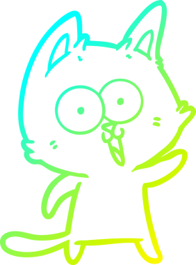 Bir insan tarafından çizilmiş komik çizgi film kedisinin soğuk gradyan çizgisi.