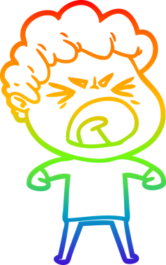 Bir insan tarafından çizilmiş öfkeli bir adamın çizdiği gökkuşağı gradyan çizgisi.