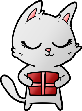 Bir insan tarafından çizilmiş sakin çizgi film kedisi.