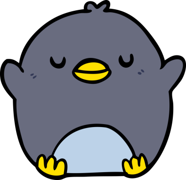 Bir insan tarafından çizilmiş sevimli penguen çizgi filmi.