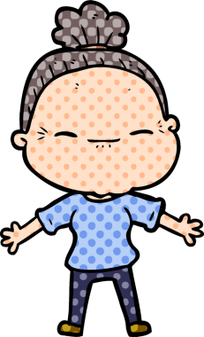 Bir insan tarafından çizilmiş barışçıl yaşlı bir kadın.