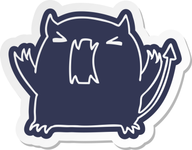 Bir insan tarafından çizilmiş sevimli bir kawaii şeytanının karikatür çıkartması.