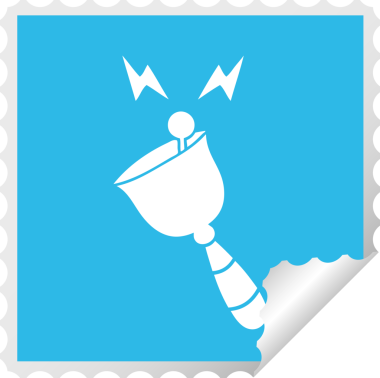 Bir insan tarafından çizilmiş zil şeklindeki bir el çanı karikatürü.