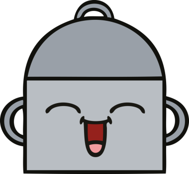 Bir insan tarafından çizilmiş güzel bir yemek tenceresi karikatürü.