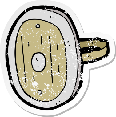 Bir insan tarafından çizilmiş ortaçağ kalkanının gerilmiş çıkartması.