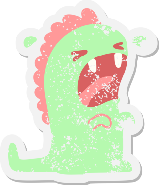 Bir insan tarafından çizilmiş ağlayan dinozor grunge çıkartması.