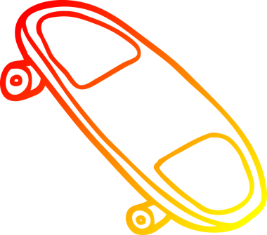 Bir insan tarafından çizilmiş bir karikatür kaykayının sıcak çizgi çizimi