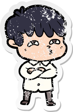 Bir insan tarafından çizilmiş garip bir adamın sıkıntılı çıkartması.