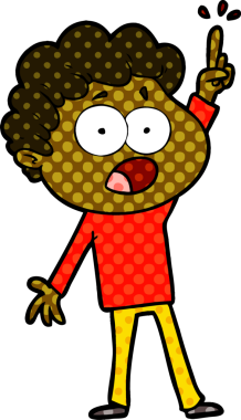 Bir insan tarafından çizilmiş bir karikatür adamı şaşkınlıkla nefes nefese kaldı.