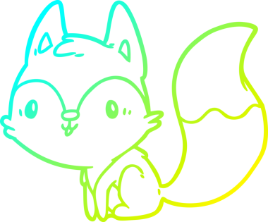 Bir insan tarafından çizilmiş şirin bir tilkinin soğuk eğimli çizgisi.