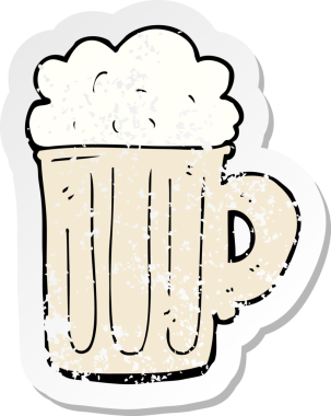 Bir insan tarafından çizilmiş bira karikatürünün gerilimli yapıştırması.