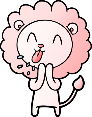 Bir insan tarafından çizilmiş mutlu çizgi film aslanı.