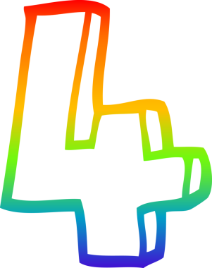 bir insan tarafından çizilmiş dört numaralı karikatürün gradyan çizimi.