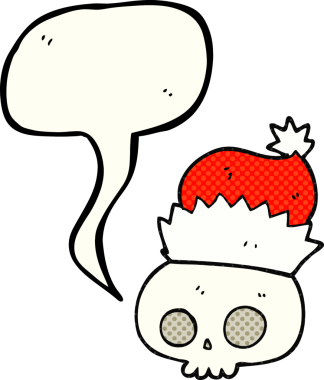 Bir insan tarafından çizilmiş noel şapkası takan karikatür karikatür karikatürü.