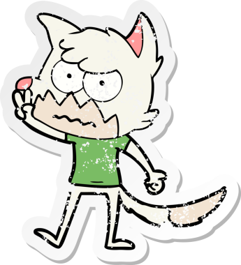 Bir insan tarafından çizilmiş, sıkıntılı bir çizgi film çıkartması.