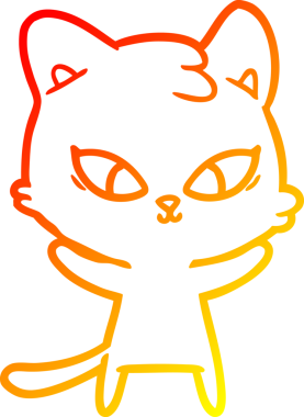 Bir insan tarafından çizilmiş sevimli bir çizgi film kedisinin sıcak çizgi çizgisi.