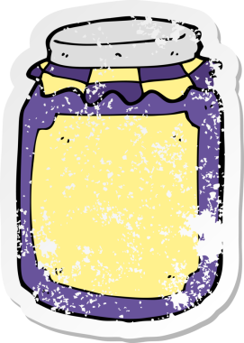 Bir insan tarafından çizilmiş reçel kavanozunun gerilimli reçel etiketi.