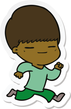 Bir insan tarafından çizilmiş kendini beğenmiş bir çocuğun çıkartması.