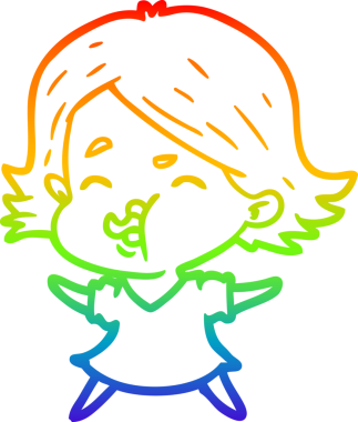 Gökkuşağı gradyan çizgi çizimi Bir insan tarafından çizilen bir kız karikatürü