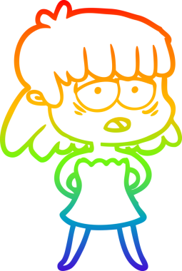 gökkuşağı gradyan çizgi çizimi bir insan tarafından çizilmiş yorgun bir kadın