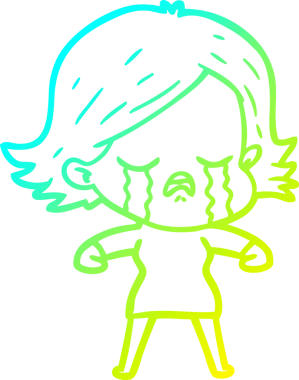 Bir insan tarafından çizilmiş ağlayan bir çizgi film kızı çizimi.