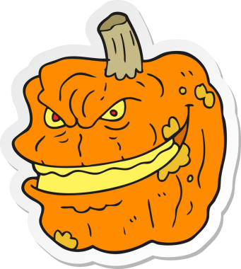 Bir insan tarafından çizilmiş ürkütücü bir balkabağının çıkartması.