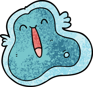 Bir insan tarafından çizilmiş karikatür mikrobu.