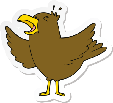 Bir insan tarafından çizilmiş çizgi film kuşunun çıkartması.