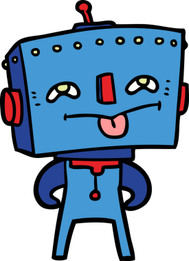 Bir insan tarafından çizilmiş çizgi film robotu