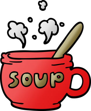Bir insan tarafından çizilmiş sıcak çorba karalaması.
