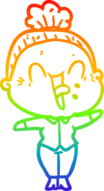 Gökkuşağı gradyan çizgi çizimi Bir insan tarafından çizilmiş mutlu yaşlı kadın