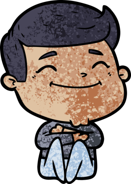 Bir insan tarafından çizilmiş mutlu çizgi film adamı.