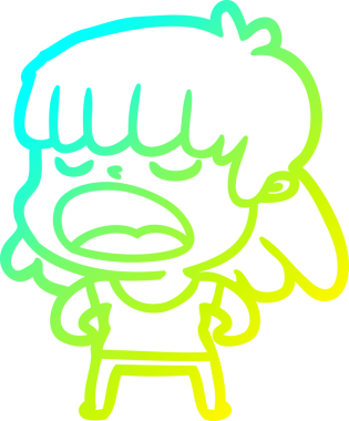 Bir insan tarafından yüksek sesle çizilmiş bir karikatür kadın çizimi.