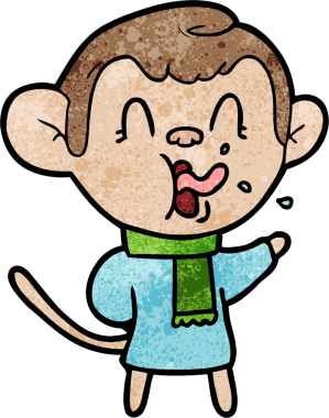 Bir insan tarafından çizilmiş çılgın çizgi film maymunu