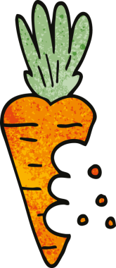 Bir insan tarafından çizilmiş ısırık izleri olan karalama havucu.