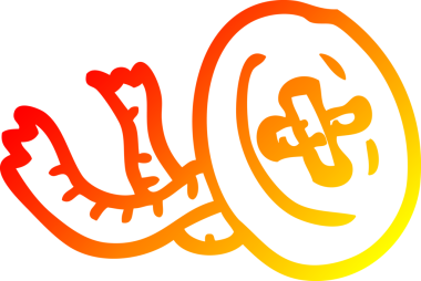 Bir insan tarafından çizilen çizgi film düğmesinin sıcak gradyan çizimi