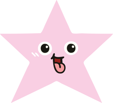 Bir insan tarafından çizilmiş yıldız balığının düz renkli retro karikatürü