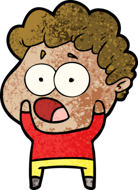 Bir insan tarafından çizilmiş bir karikatür adamı şaşkınlıkla nefes nefese kaldı.