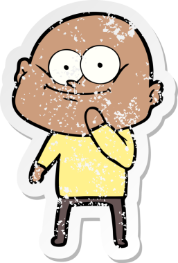 Bir insan tarafından çizilmiş kel bir adamın sıkıntılı çıkartması.