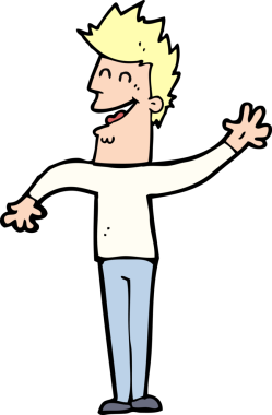 Bir insan tarafından çizilmiş mutlu bir adam.