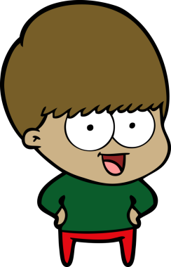 Bir insan tarafından çizilmiş mutlu çizgi film çocuğu.