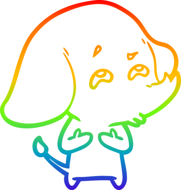 gökkuşağı gradyan çizimi bir insan tarafından çizilmiş bir fil karikatürü