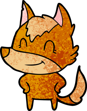 Bir insan tarafından çizilmiş tilki çizgi film karakteri