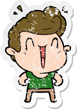 Bir insan tarafından çizilmiş mutlu bir adamın sıkıntılı çıkartması.