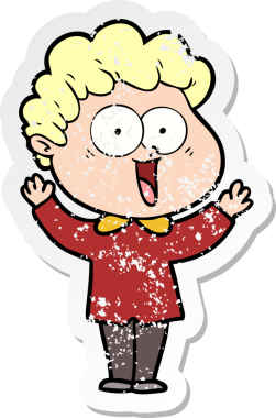 Bir insan tarafından çizilmiş mutlu bir adamın sıkıntılı çıkartması.