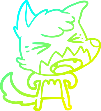 Bir insan tarafından çizilmiş kızgın bir tilkinin soğuk çizgi çizimi.