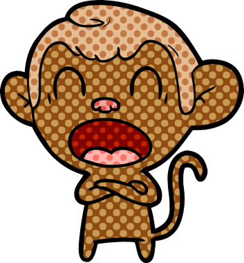 Bir insan tarafından çizilmiş bağıran çizgi maymun.