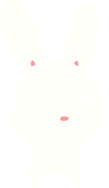 Bir insan tarafından çizilmiş düz renk çizgi film tavşanı.