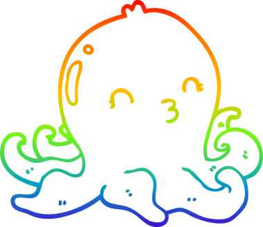 gökkuşağı gradyan çizgi çizimi bir insan tarafından çizilmiş ahtapot çizgi