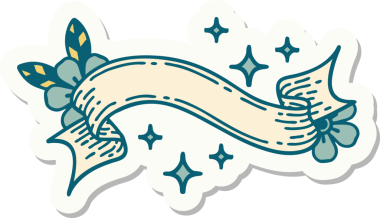 Bir insan tarafından çizilmiş yıldızların pankartına sahip dövme stili.